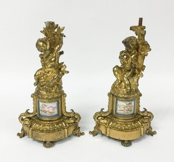 Pair of Bronze Garniture or Candelabra Bases