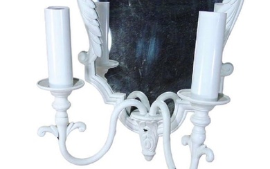 Pair of French Painted Bronze Mirrored Sconces