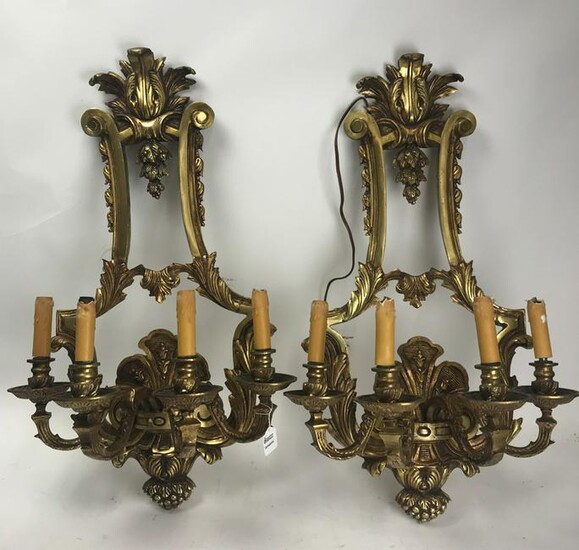 Pair of French Style Bronze Wall Sconces