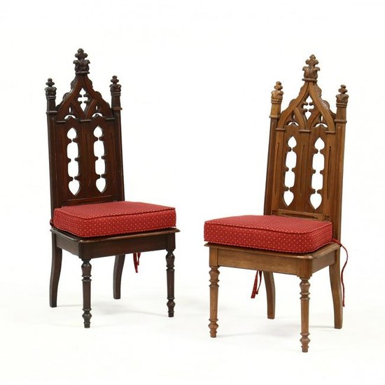 Pair of Gothic Revival Hall Chairs
