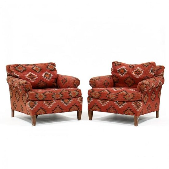 Pair of Southwestern Upholstered Club Chairs