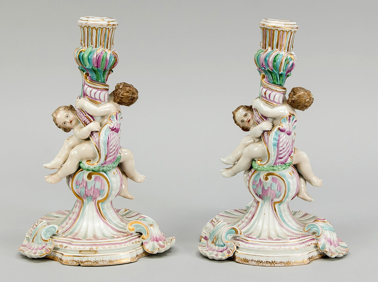 Pair of candlesticks, 20th c., modeled after the...