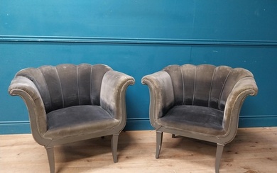 Pair of upholstered armchairs with shell back in the Art Dec...