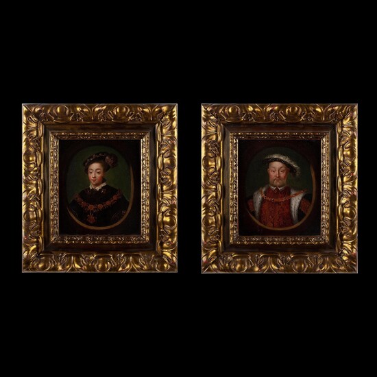 Pairs of portrait miniatures of Henry VIII and his son Edward VI, England 17th -...