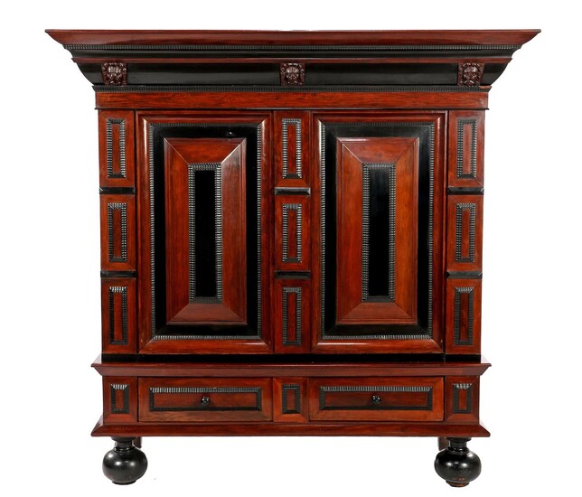 (-), Rosewood veneer baroque cushion cabinet with straight...