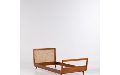 Paolo Buffa (1903-1970) Bed structure Walnut and caning Model created circa 1940 H 82 × L 210