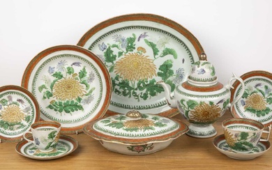 Part Canton export porcelain service Chinese, late 19th Century painted...
