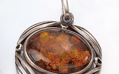 Pendant with amber, german 1930s , silver,...