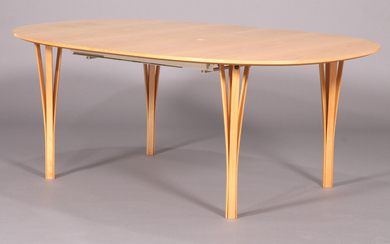 konstruktion Ansøgning twinkle Piet Hein & Bruno Mathsson. Super Ellipse spisebord af bøg med udtræk og to  tillægsplader (3) at auction | LOT-ART