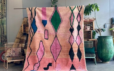 Pink Abstract Moroccan Berber Boujad Rug carpet modern - Kelim - 320 cm - 195 cm
