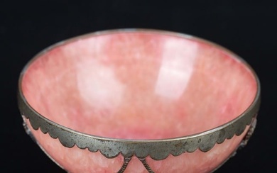 Pink agate silver bowl with Tianbao mark, late Qing Dynasty/Republic of China
