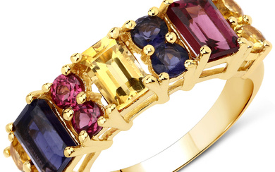 Plated 14KT Yellow Gold 2.68ctw Multi Color Gemstone Ring