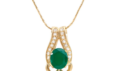 Plated 18KT Yellow Gold 4.00ct Green Agate and White Topaz...