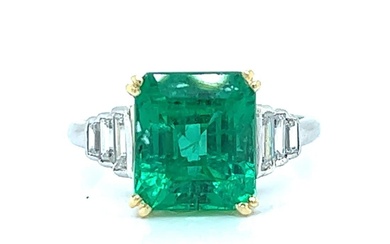 Platinum & 18K 3.10 Ct. Emerald & Diamond Ring