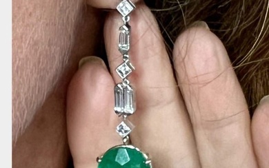 Platinum & 18K Emerald and Diamond Earrings