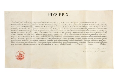 Pope Pius X Papal Brief on Paper c. 1903