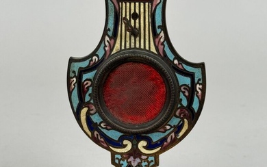 Porte-montre en forme de lyre en bronze ciselé et façon émaux cloisonné, la base en...