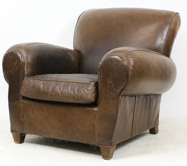 Pottery Barn Brown Leather Club Chair