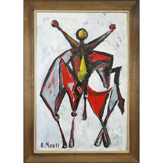 R. Monti after Marino, Mid-Century Figure on Red Horse