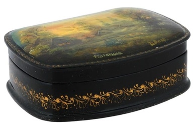 RUSSIAN TRADITIONAL LACQUERED FEDOCKINO TRINKET BOX