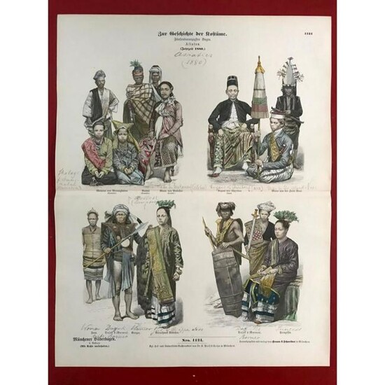 Rare, 19thc German Costume Plates, 1880's Asiatics