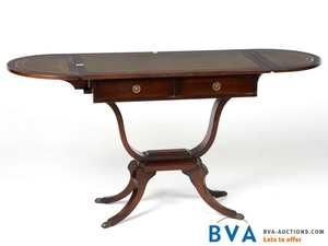 Rectangular mahogany settee table.