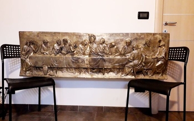 Relief, The last supper (after Leonardo da Vinci) - 152 cm - 60 kg - Bronze - Late 20th century