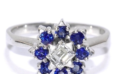 Ring - 18 kt. White gold - 0.76 tw. Diamond (Natural) - Sapphire
