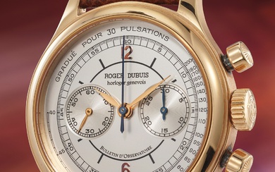 Roger Dubuis, Ref. H37565 A delightful and elegant pink gold chronograph wristwatch with pulsometer scale, guarantee and presentation box
