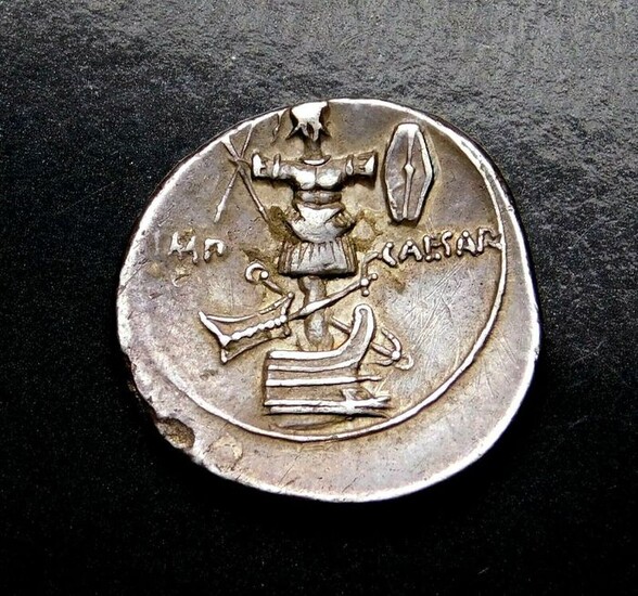 Roman Republic - Denarius Octavian (32 - 27 BC) Brundisium and Roma, circa 29-27 BC. - Silver