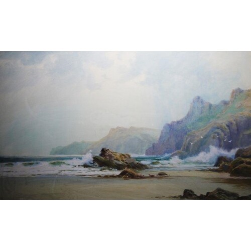 Rubins Southey Watercolour drawing "North Devon Coast", s...