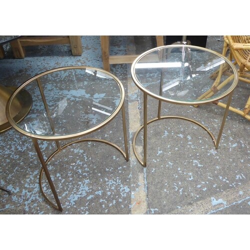 SIDE TABLES, a pair, 1960's French style, gilt metal with ci...
