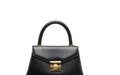 Salvatore Ferragamo Studded Handbag Shoulder Bag DQ21 1668 Black Leather Ladies