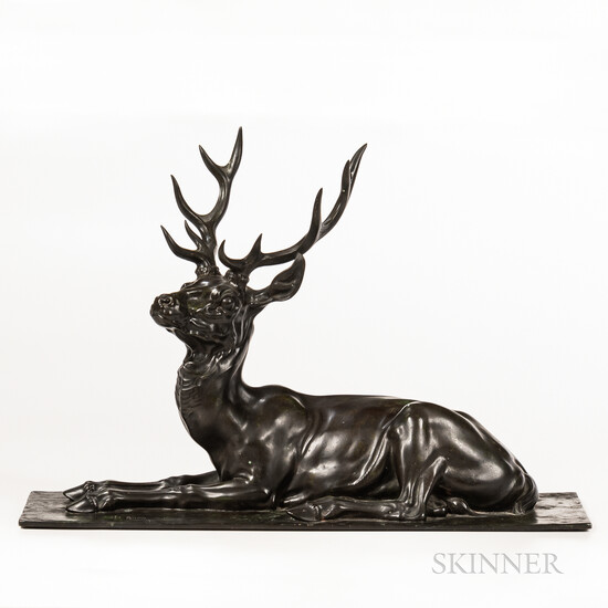 Santiago Rodriguez Bonome (Spanish, 1901-1995) Barbedienne Bronze Model of a Stag