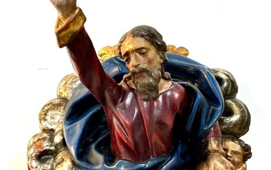 Sculpture, Antica scultura lignea policroma - Cristo Benedicente, XVIII secolo - 30 cm - Wood - 1750
