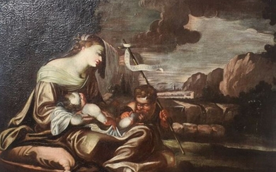 Scuola italiana del XVII secolo - Madonna con Gesù bambino e San Giovannino