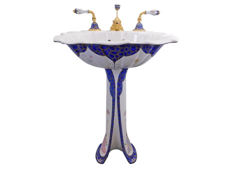 Sherle Wagner Chinoiserie Porcelain Sink Set