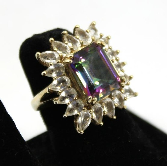 Silver & Gold Plated Mystic Topaz & Zircon Ring