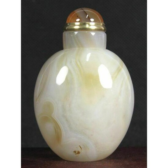 Snuff Bottle Chinese Handwork Carved Natural Banded