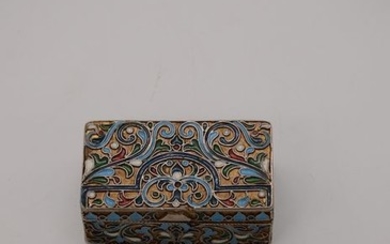 Snuff box, Tobacco box (1) - .875 (84 Zolotniki) silver, enamel cloisonné - Russia - Early 20th century