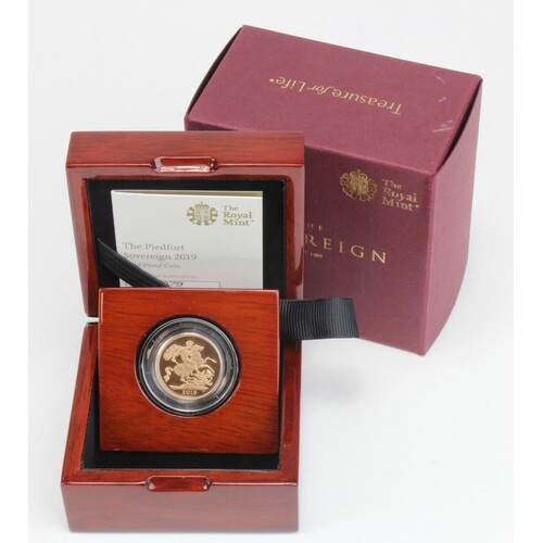 Sovereign 2019 "Piedfort" Proof FDC boxed as issued
