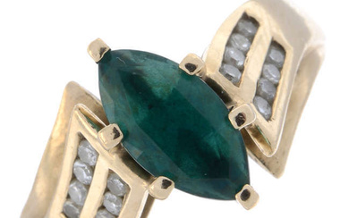 Synthetic emerald & diamond ring