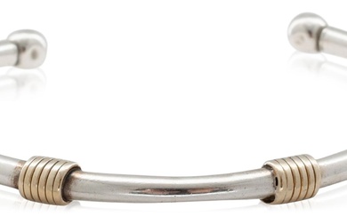 TIFFANY & CO. 18K YELLOW GOLD AND STERLING SILVER CUFF BANGLE
