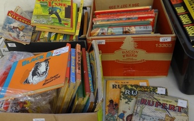 Three boxes of vintage children's annuals to include: 'Eagle...