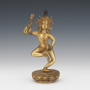 Tibetan Gilt Bronze of Dancing Vajrayogini Bodhisattva