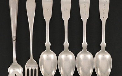 Towle "Fiddle" Sterling Silver Teaspoons with Other Sterling Utensils