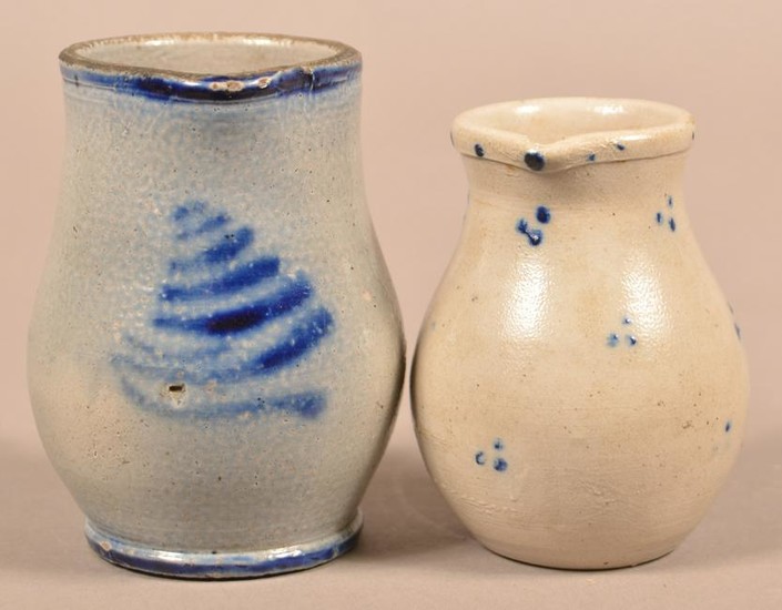 Two Antique Glazed Stoneware Small Pitchers.