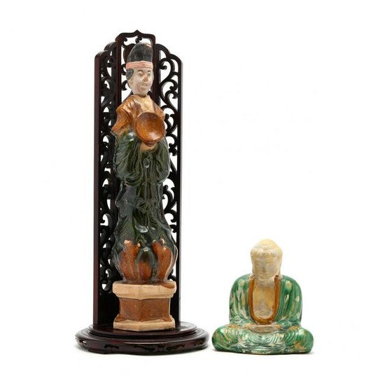 Two Asian Sancai Glazed Sculptures