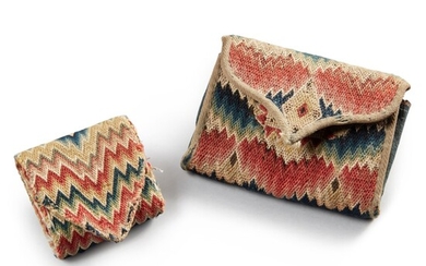 Two Fine American Flame Stitch Needlework Pocketbooks, the larger pocket by Hannah Painter (b. 1751), The larger dated 1763