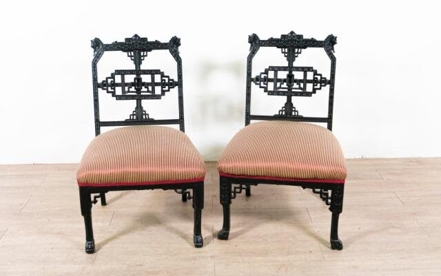 Two Upholstered Chinese Chairs